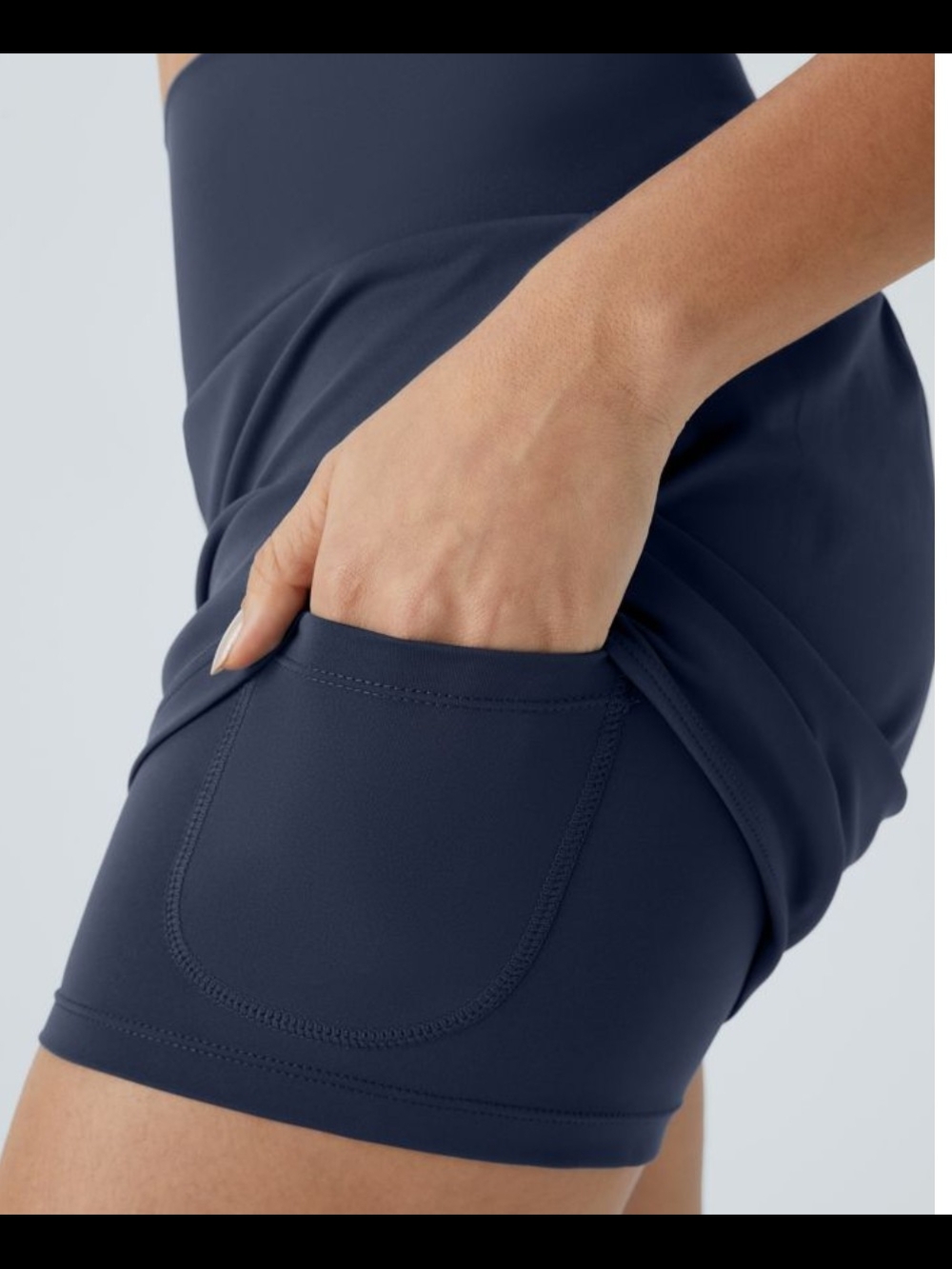 NWT Size Large HALARA High-Waist Navy Performance Shorts - Picture 6 of 9